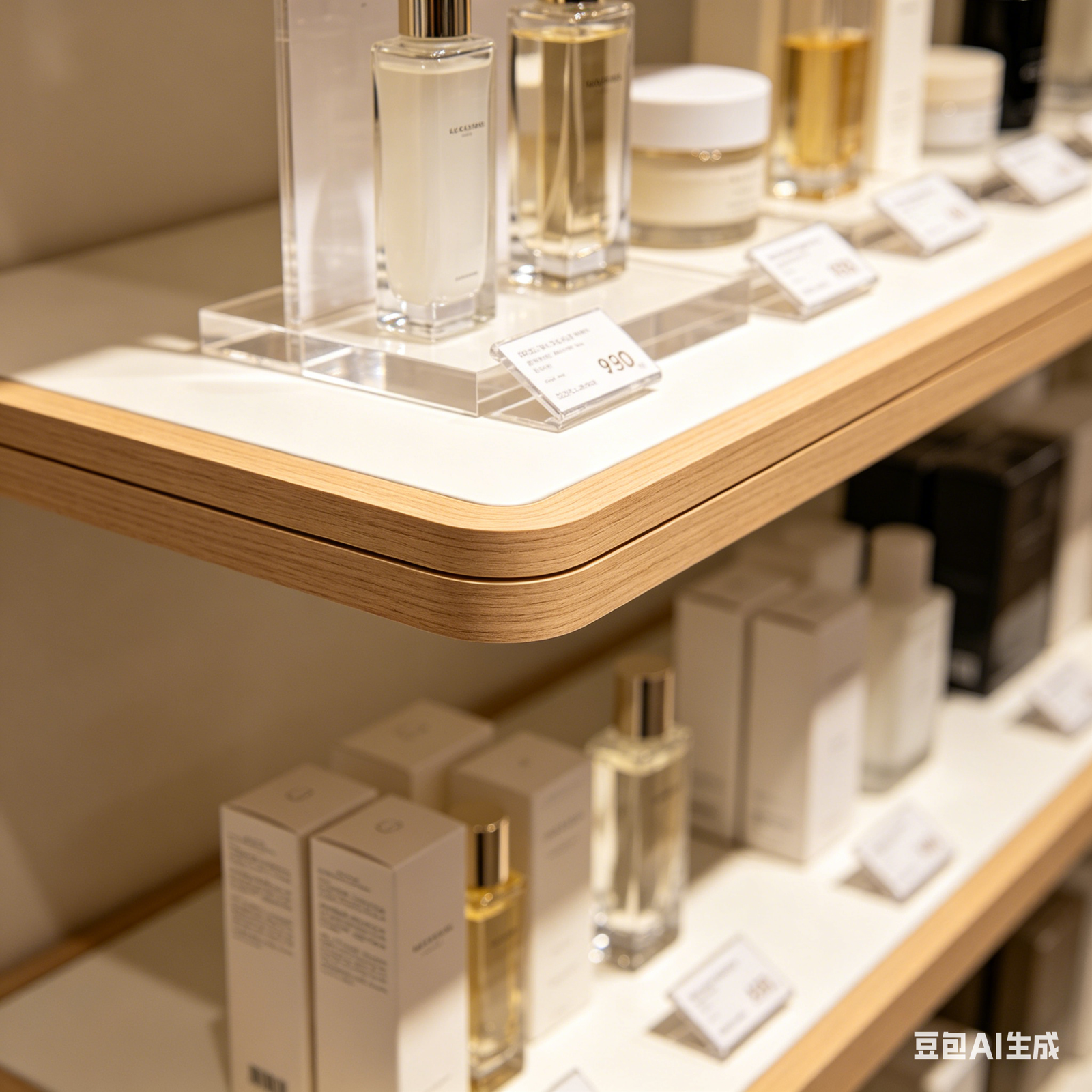 Retail display fixtures and shelving with decorative edge banding