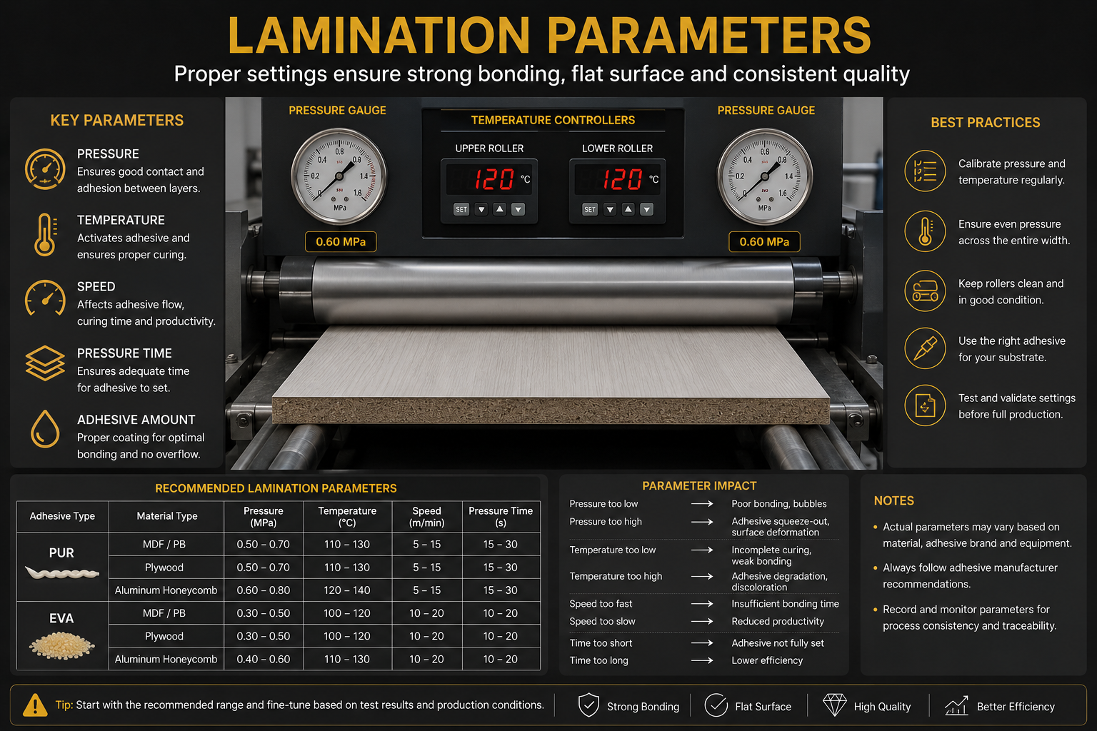 Lamination parameters calibration