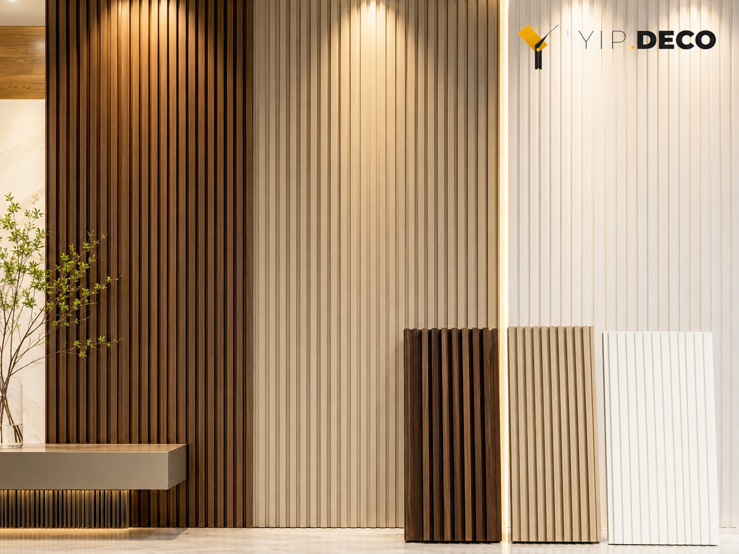 Grille and fluted wall panels showing vertical texture and groove patterns