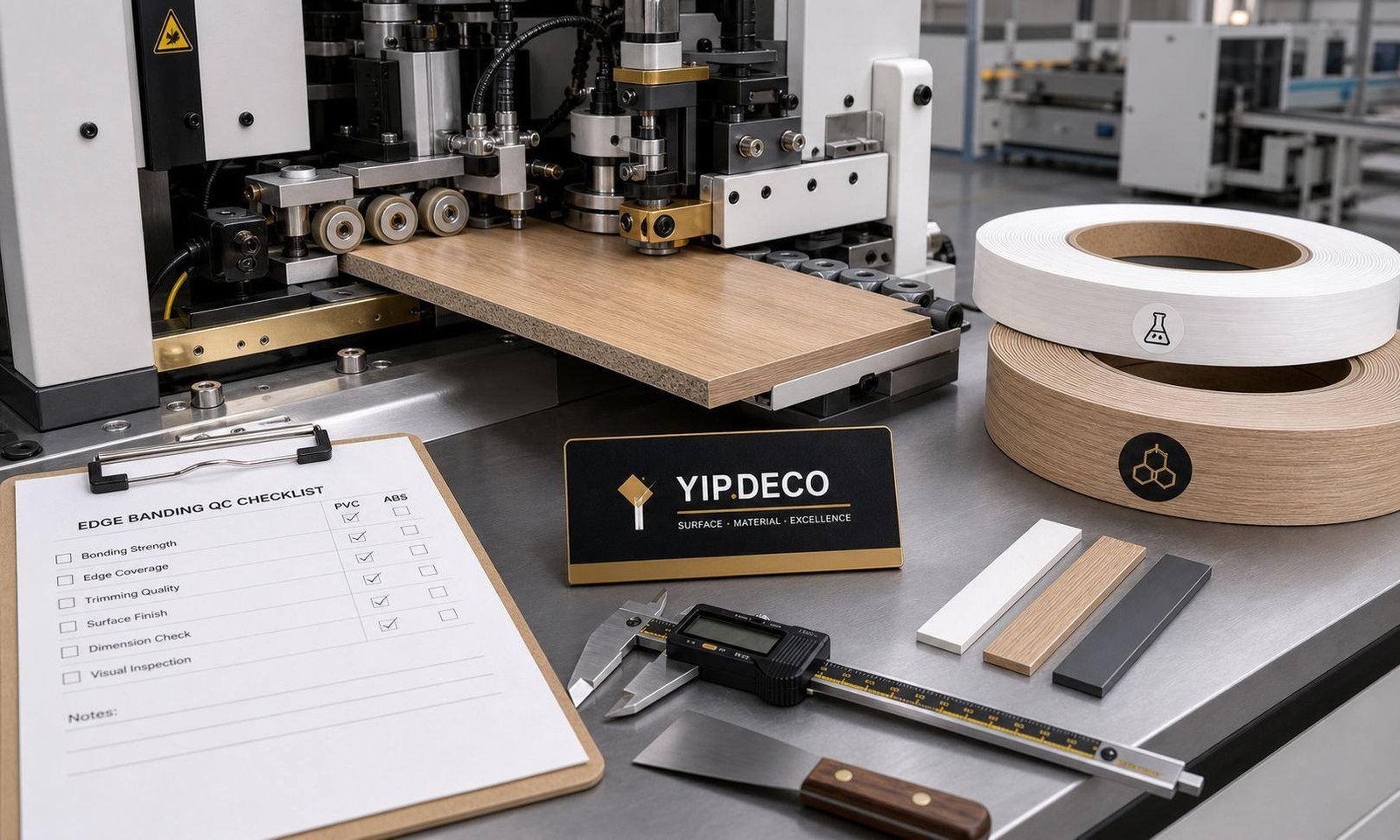 YIPDECO branded machine test for PVC and ABS edge banding production