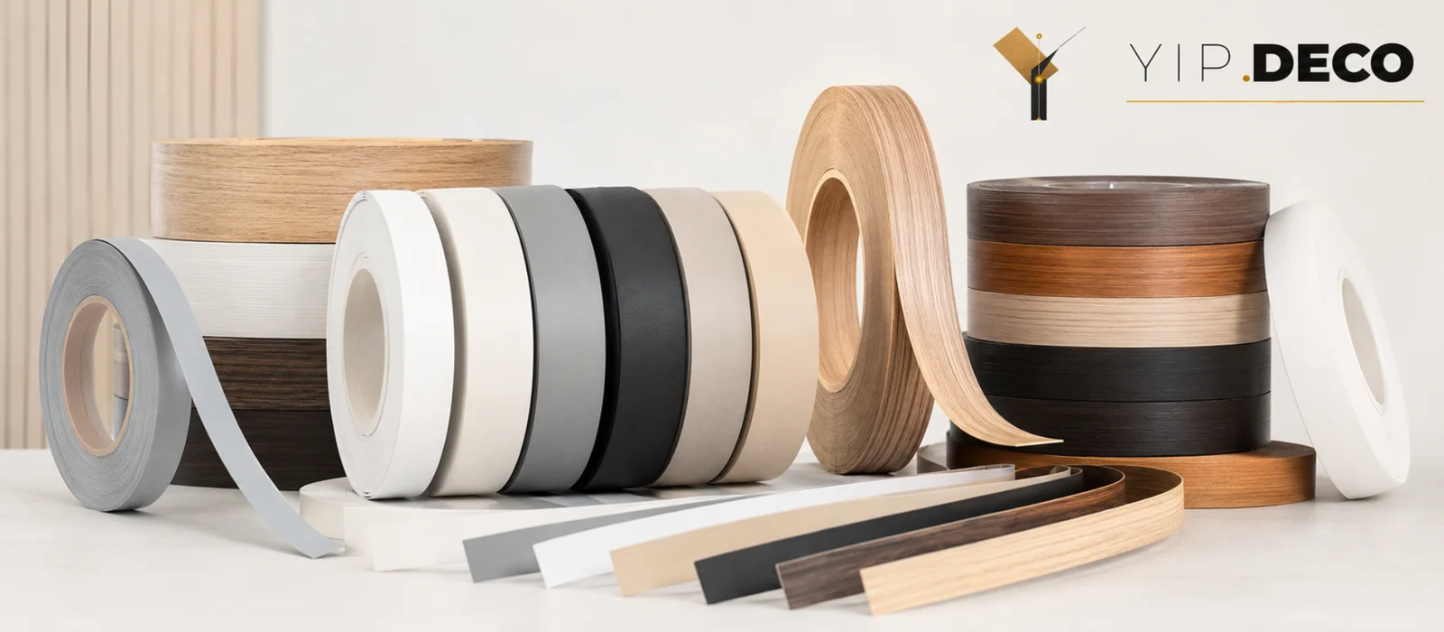 PVC, ABS and PP edge banding rolls in multiple colors