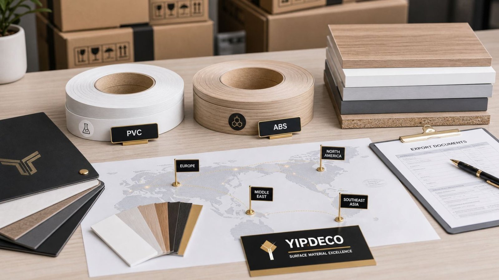 YIPDECO branded export market selection for PVC and ABS edge banding