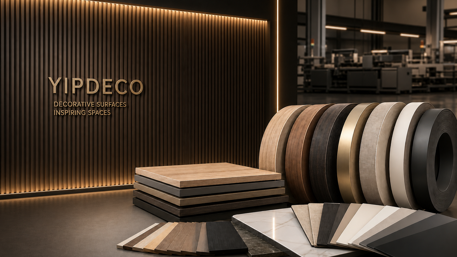 PET-laminated matching panels in various wood and solid finishes