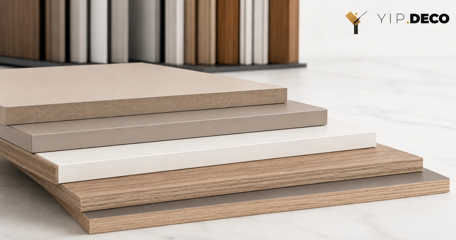 PET-laminated matching panels on MDF and plywood substrates
