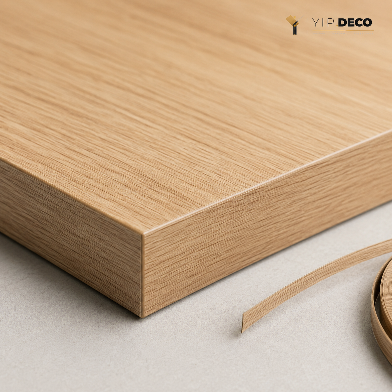 Edge tape color-matched to panel surface