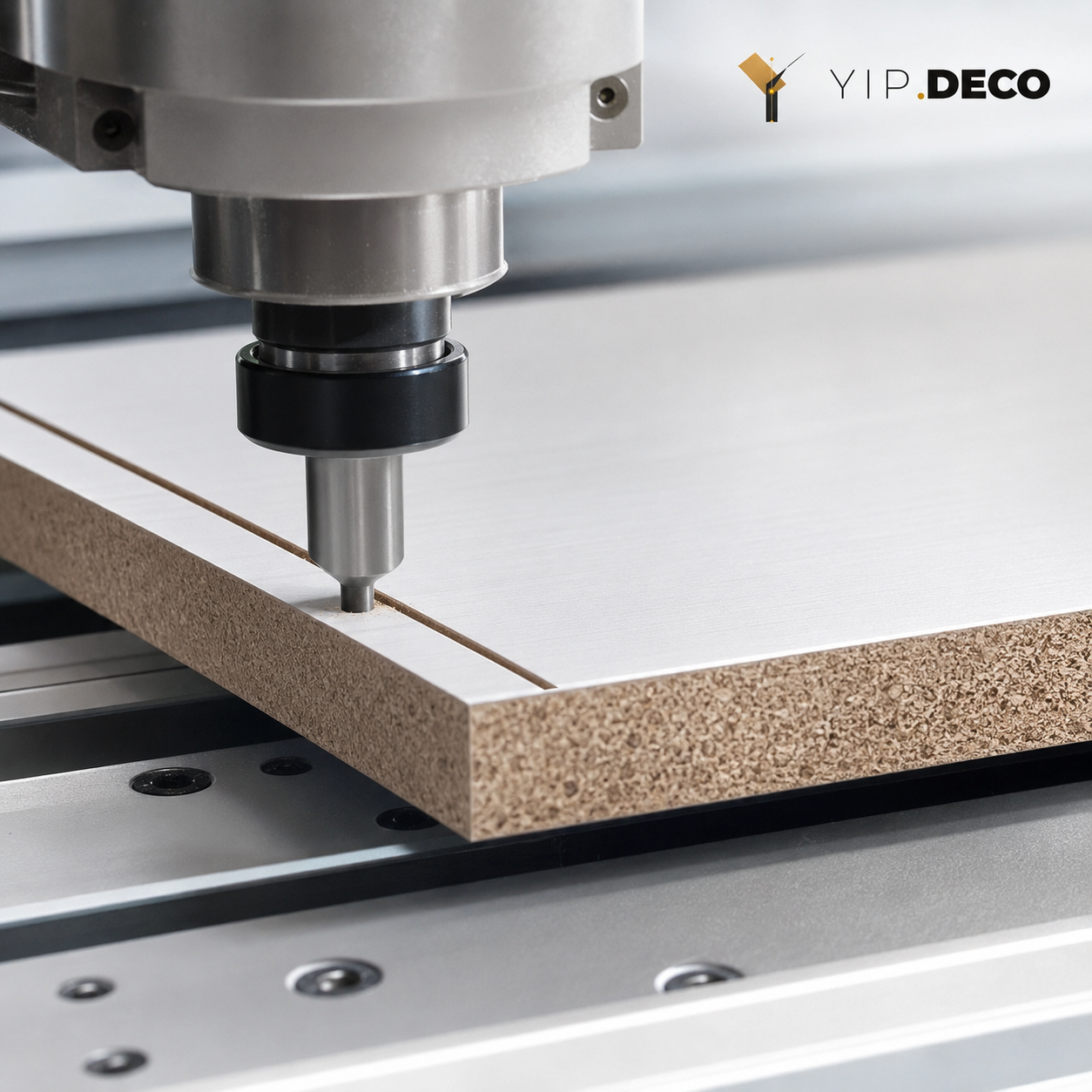 Panel being cut cleanly without chipping