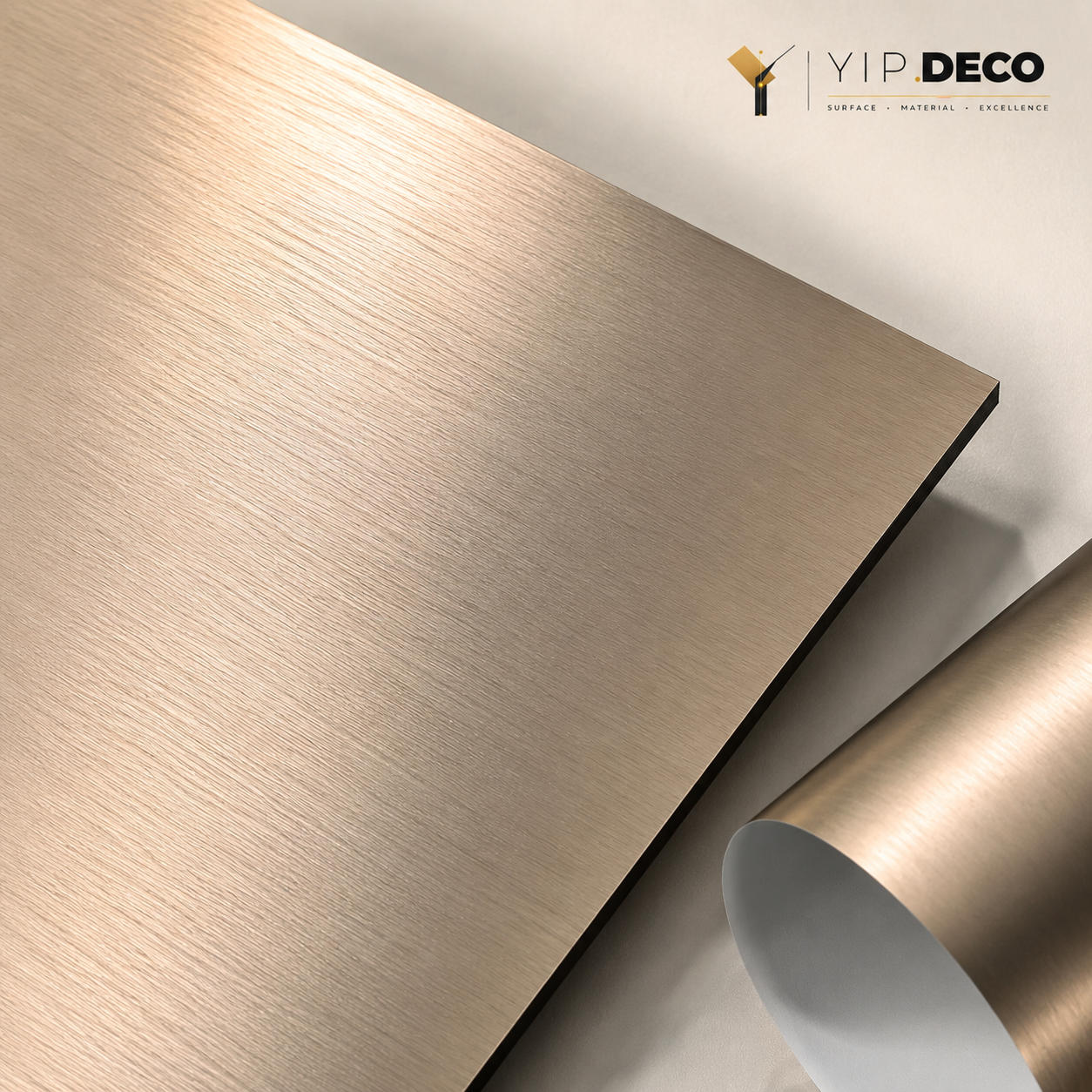 Brushed metallic decorative surface finish