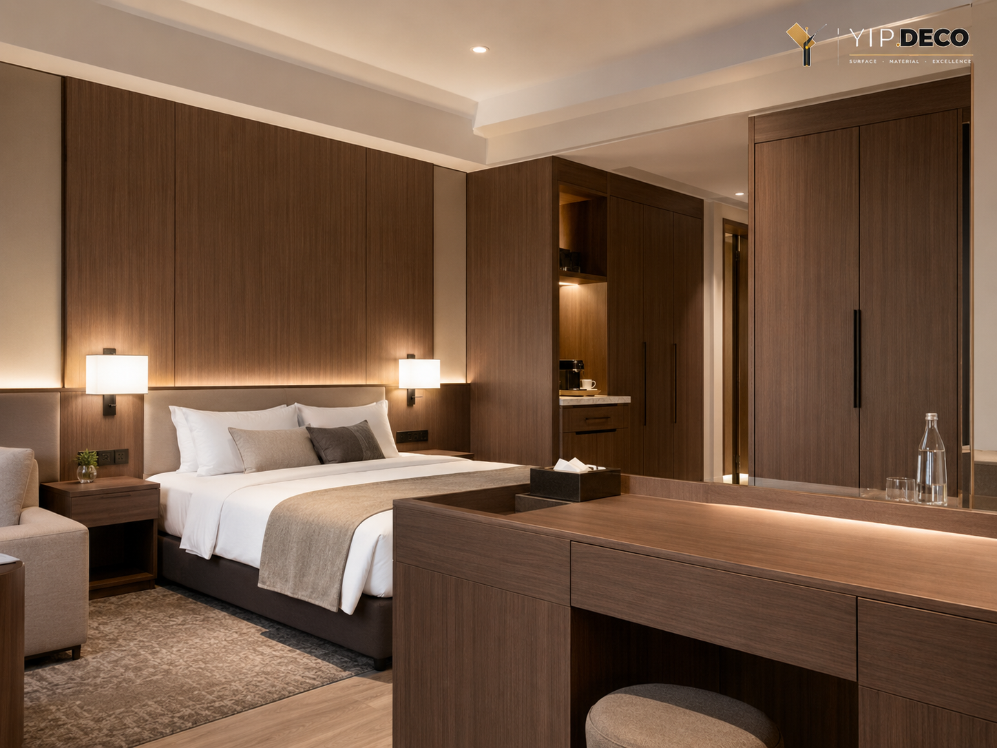 Hotel furniture panels with luxury laminate finish