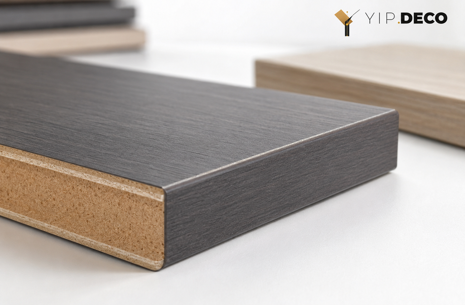 Close-up of edge banding applied seamlessly to a panel edge