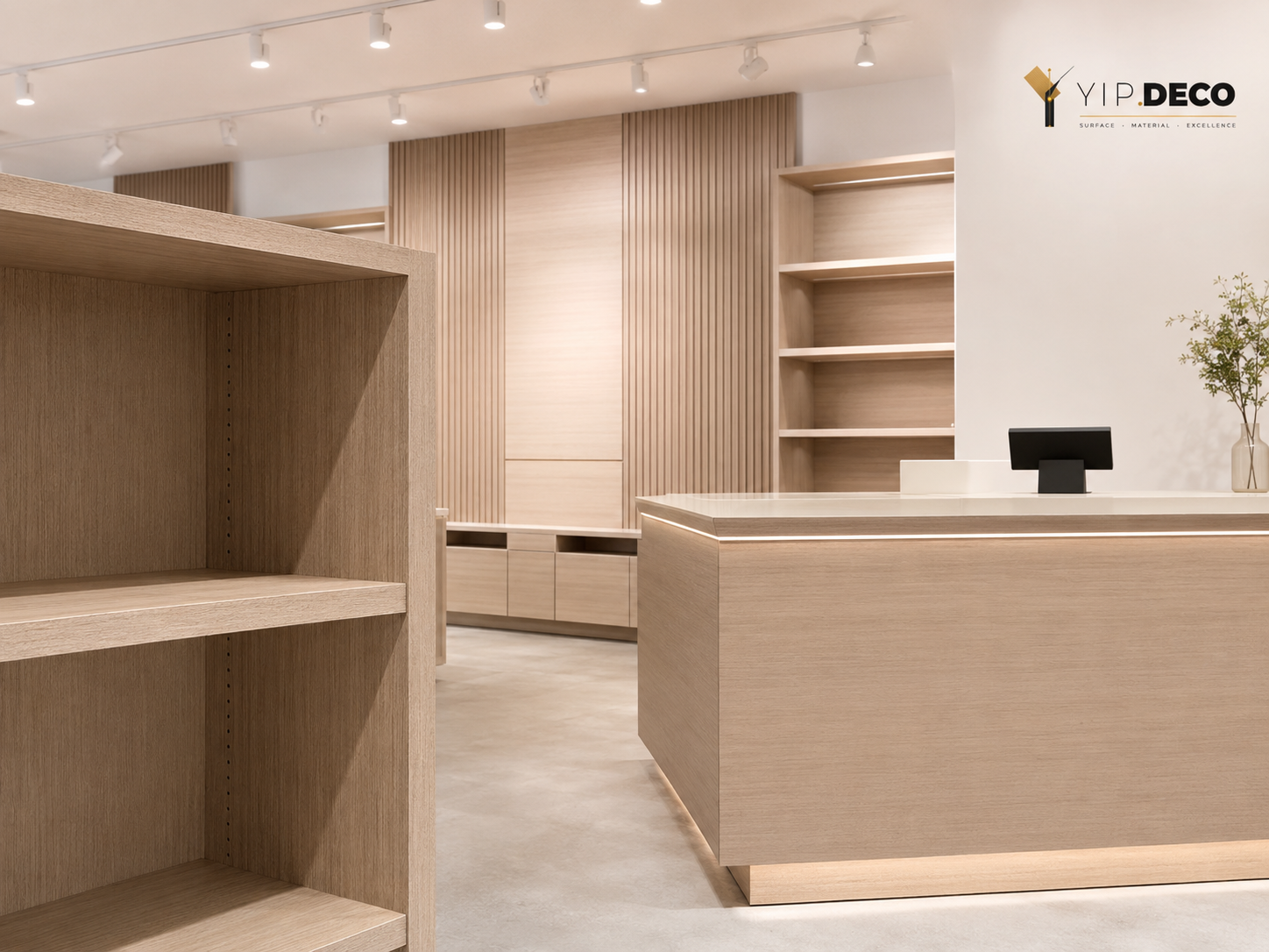 Office furniture panels with modern laminate