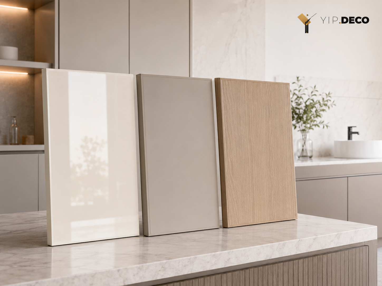 Finished laminated cabinet panel with matching edge
