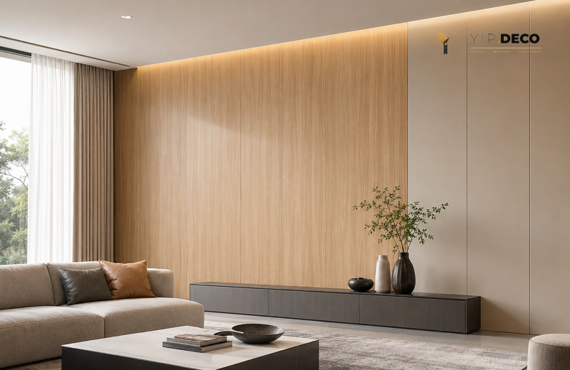 PVC decorative wall panels installed in a modern interior