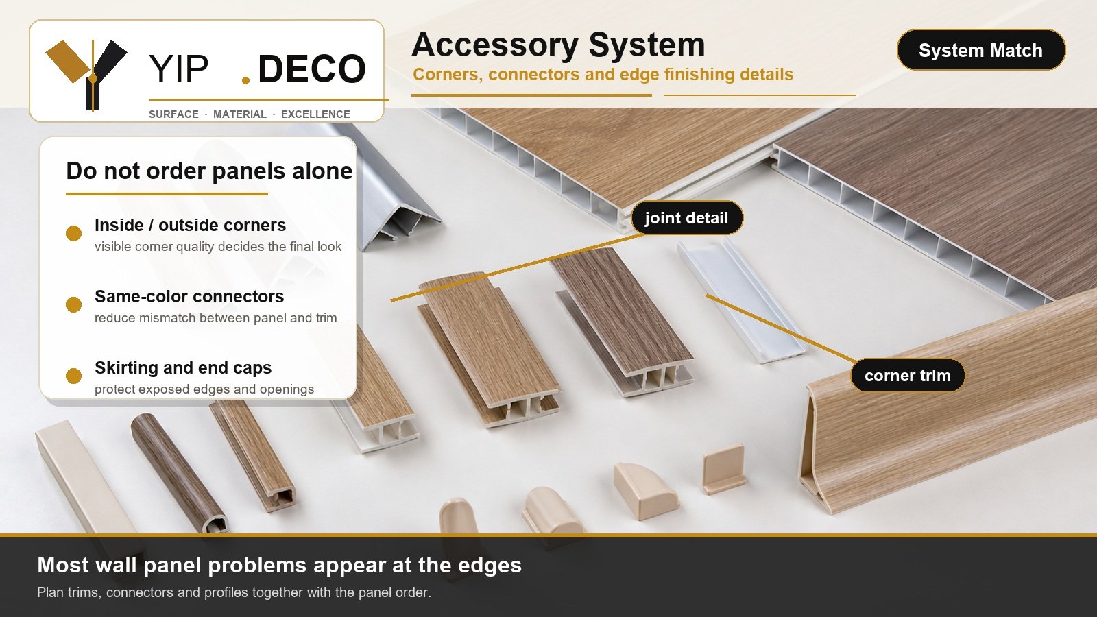 PVC wall panel connection accessories and corner finishing details