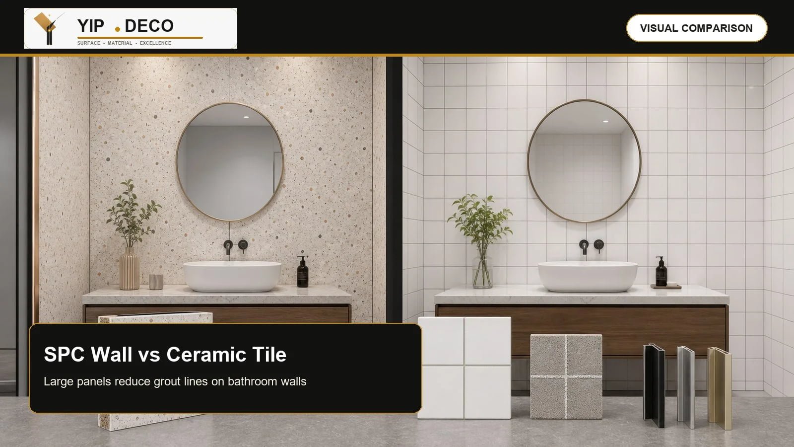 SPC wall panels vs ceramic tiles direct bathroom comparison