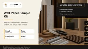 YipDeco wall panel sample kit checklist with panel trim connector color and document review for bulk order