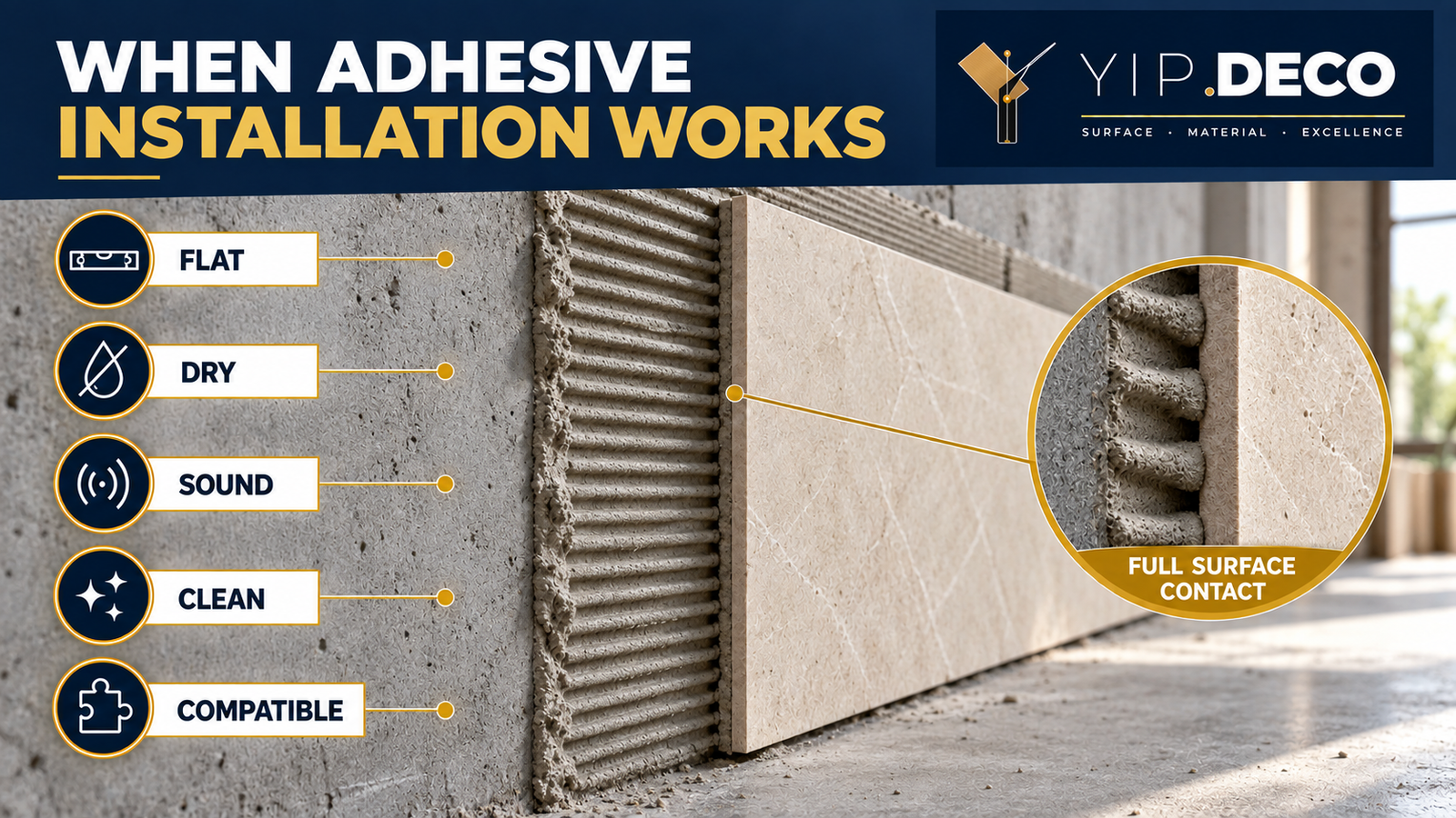 Adhesive wall panel installation success conditions