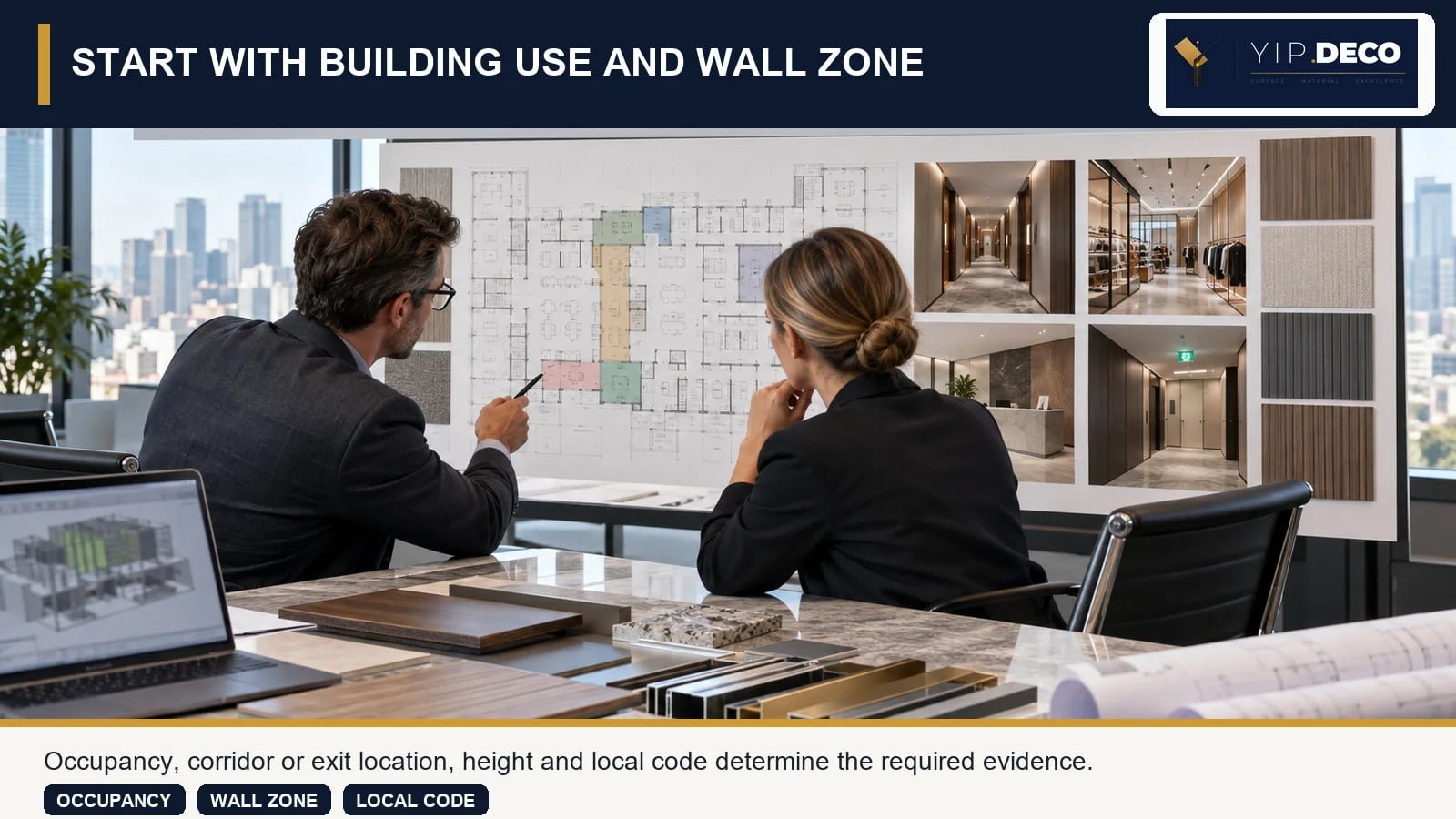 Commercial building use and wall location determine the required fire evidence