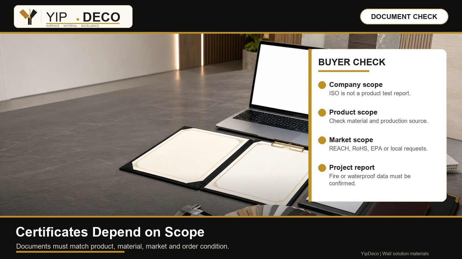Wall panel certificate and document checklist by market