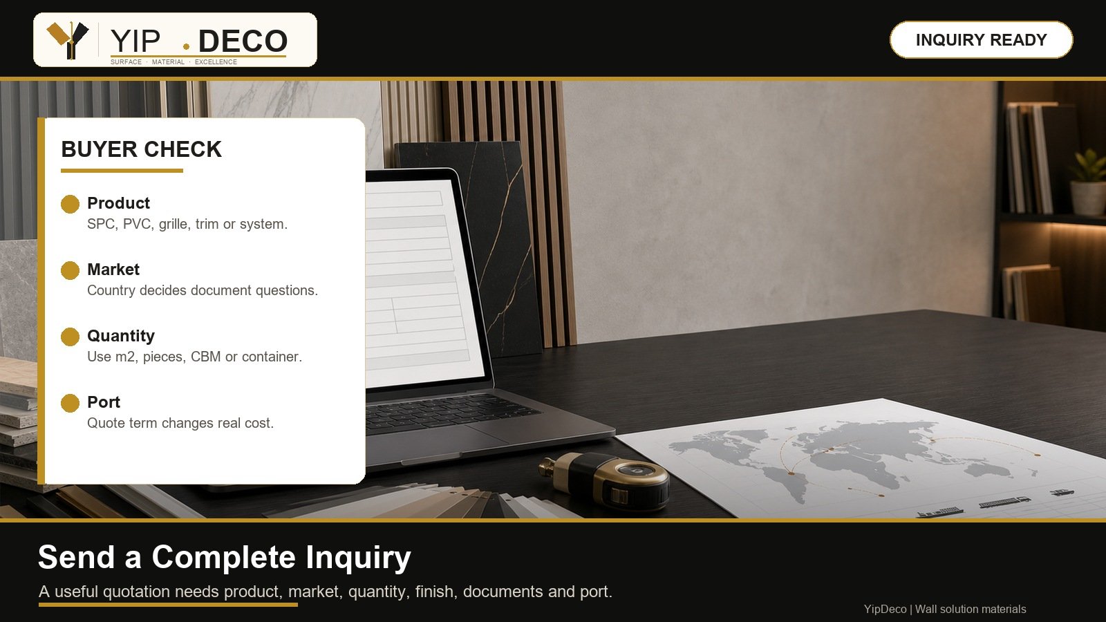 First inquiry checklist for wall panel importers