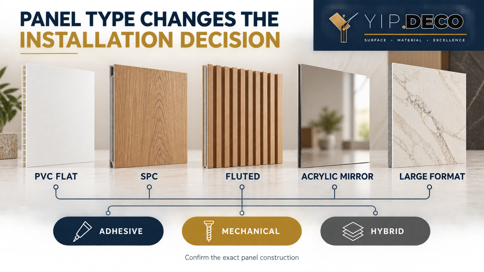 Wall panel type to installation system compatibility map